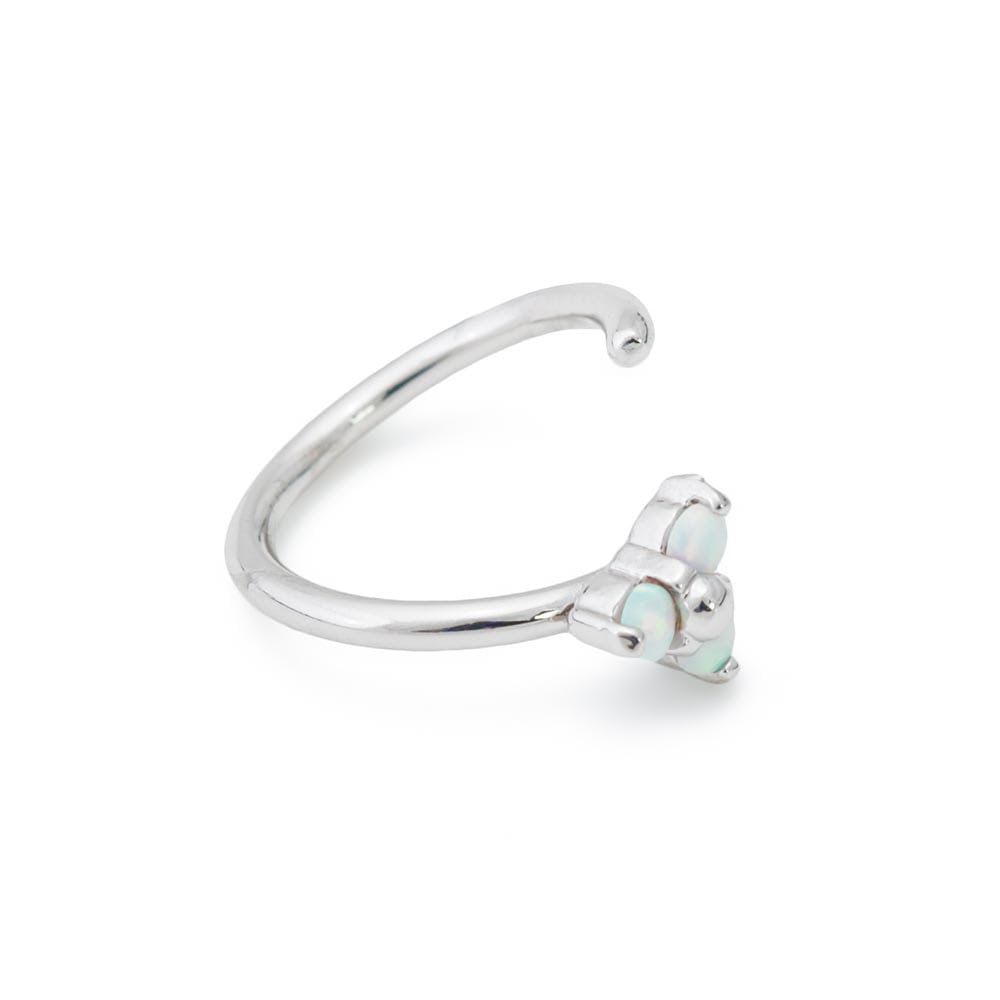 16g 3/8” White Opal Tri-Petal Seamless Steel Ring