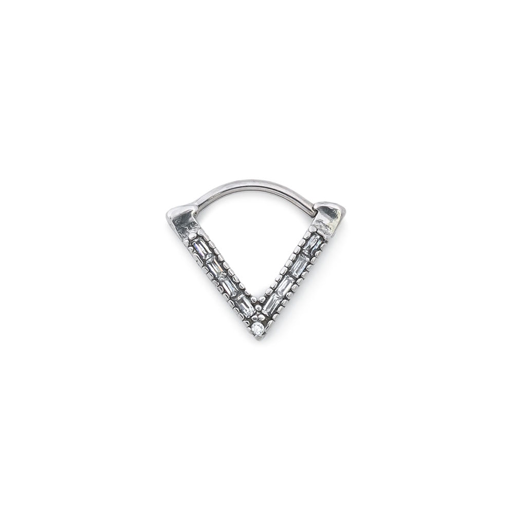 16g V-Shaped Crystal Beams Clicker Ring — Price Per 1