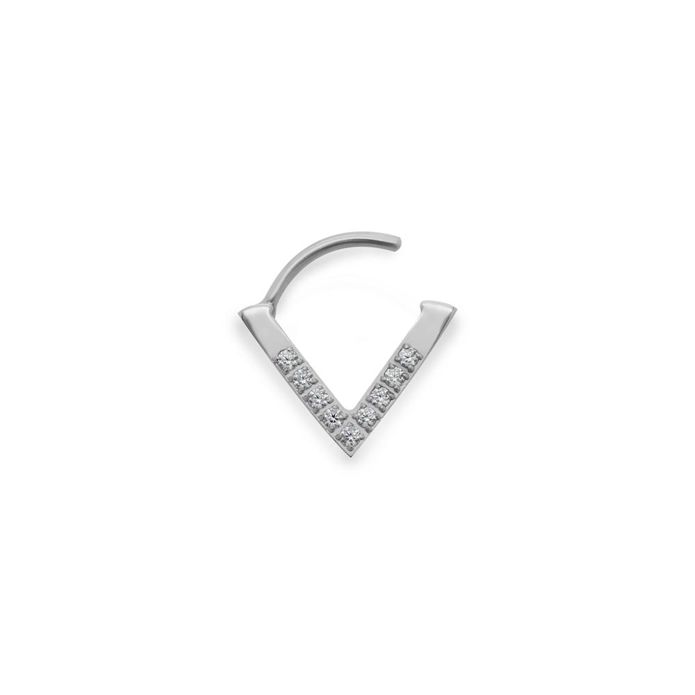 16g V-Shaped Crystal Encrusted Clicker Ring — Price Per 1