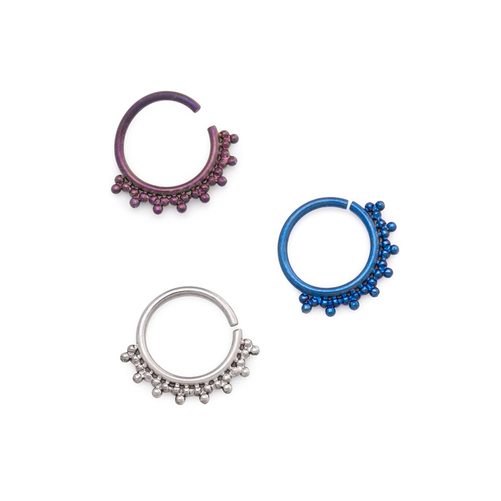 18g Micron Bead Cluster Bendable Niobium Ring — Price Per 1 (On Model)