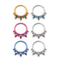16g Triple Jeweled Bead Clusters Titanium Septum Clicker (open and closed)