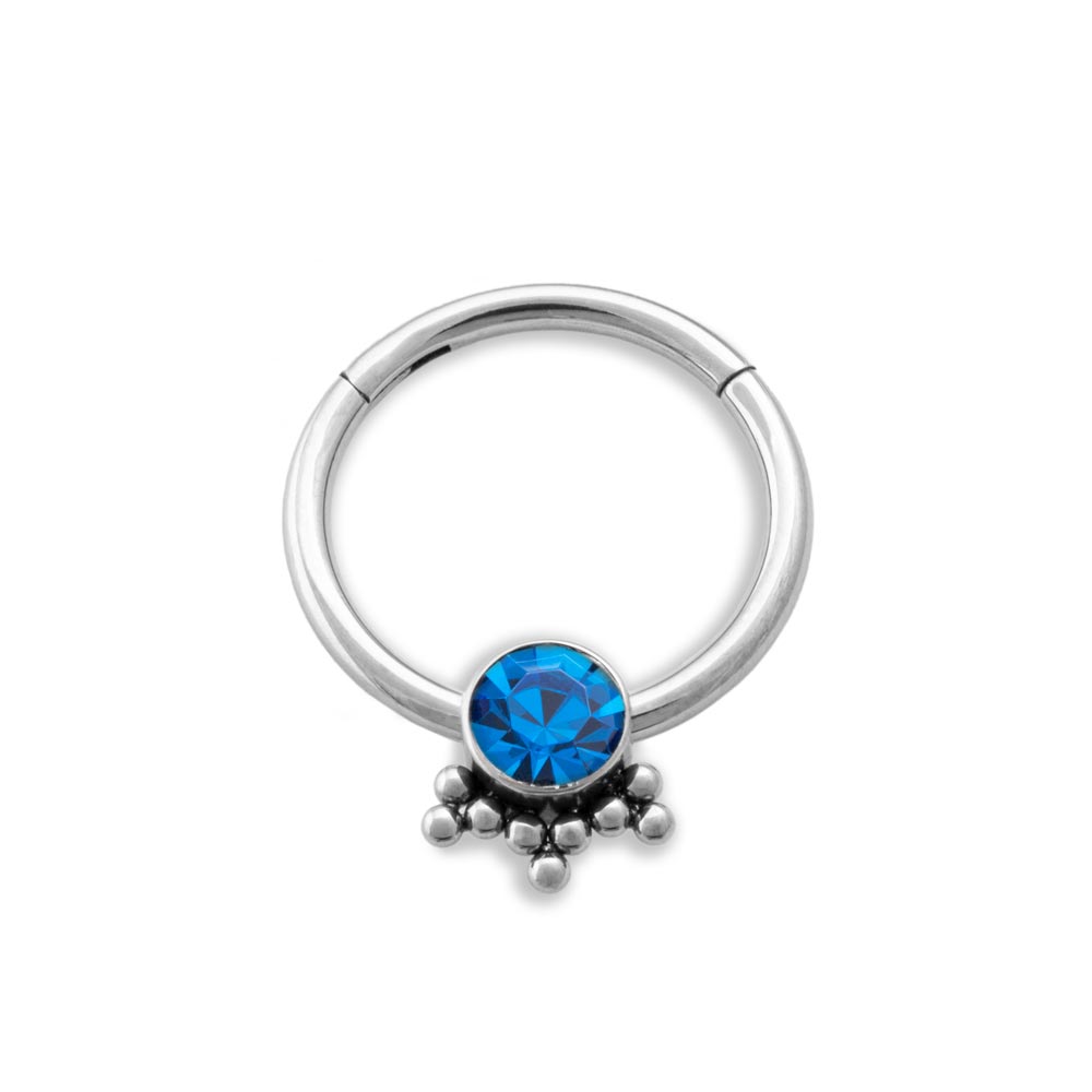 Tilum 16g Single Jeweled Bead Clusters Titanium Septum Clicker