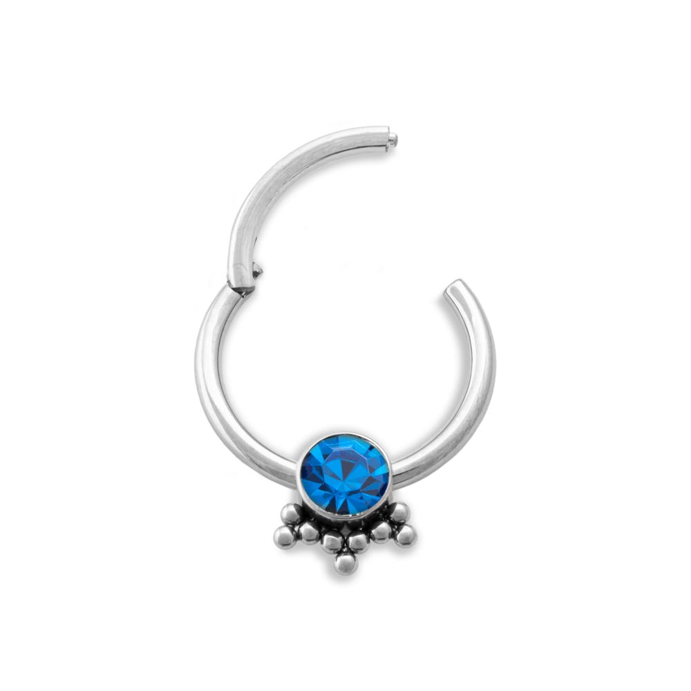 16g Single Jeweled Bead Clusters Titanium Septum Clicker