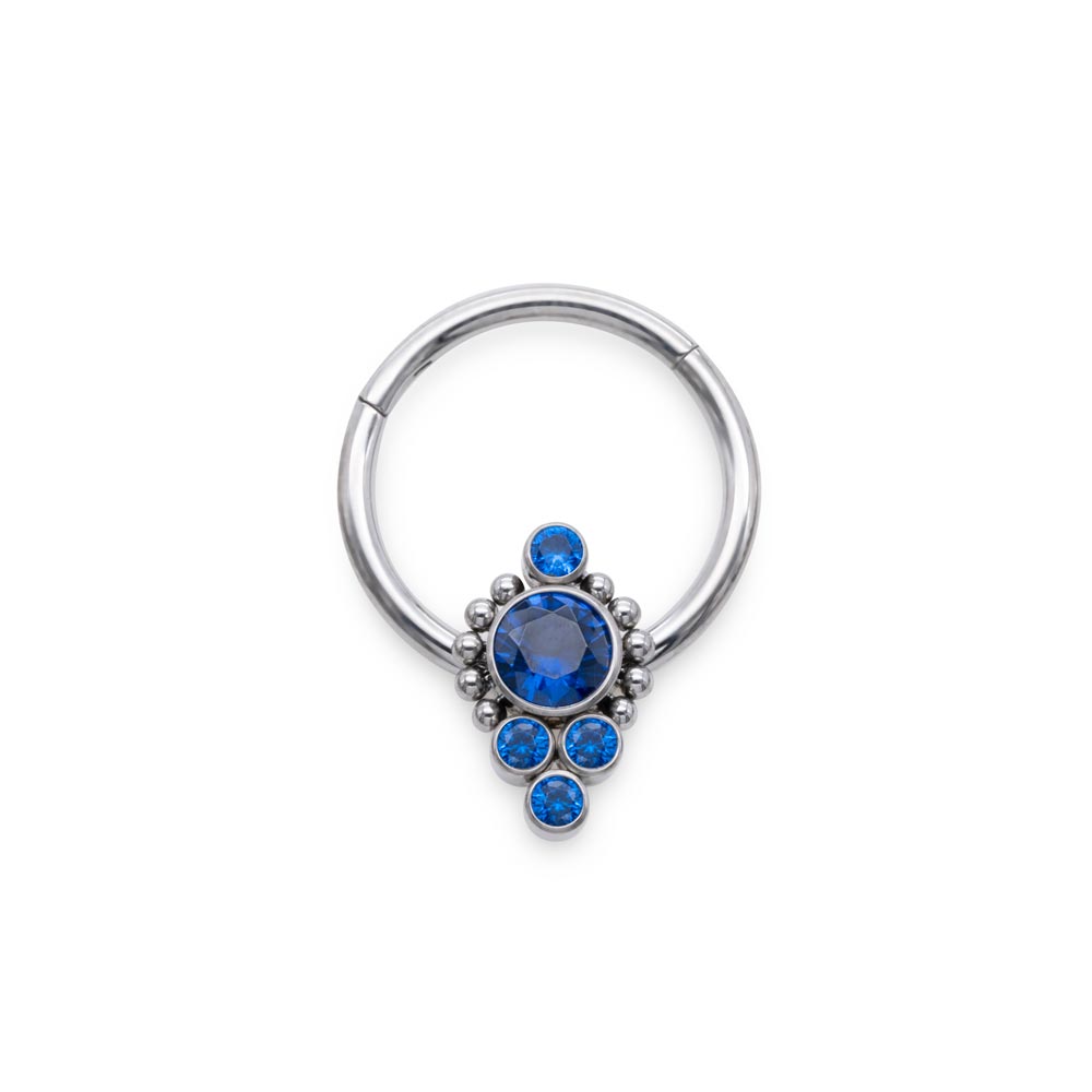 16g Jeweled Splendor Titanium Clicker Ring with light rose jewels