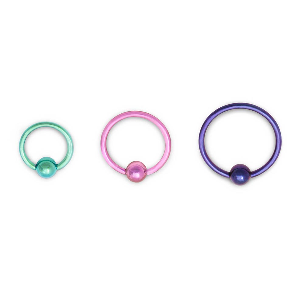 18g Annealed Titanium Fixed Bead Ring on Silicone Nose Body Bit