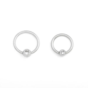 16g Annealed Steel Crystal Jewel Fixed Bead Ring — Price Per 1 - Painful Pleasures