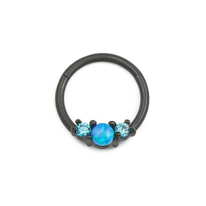16g 3/8” PVD Black Opalescent Clicker Ring — Price Per 1 - Painful Pleasures