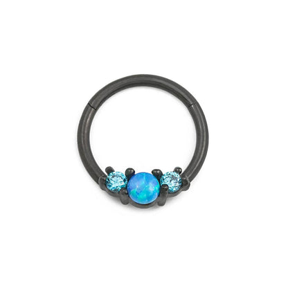 16g 3/8” PVD Black Opalescent Clicker Ring — Price Per 1 - Painful Pleasures
