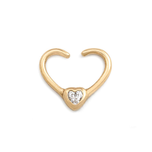 16g PVD Gold Crystal Double Heart Bendable Ear Jewelry — Price Per 1