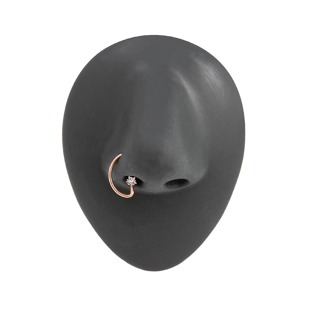 16g PVD Rose Gold Crystal Star Bendable D-Ring