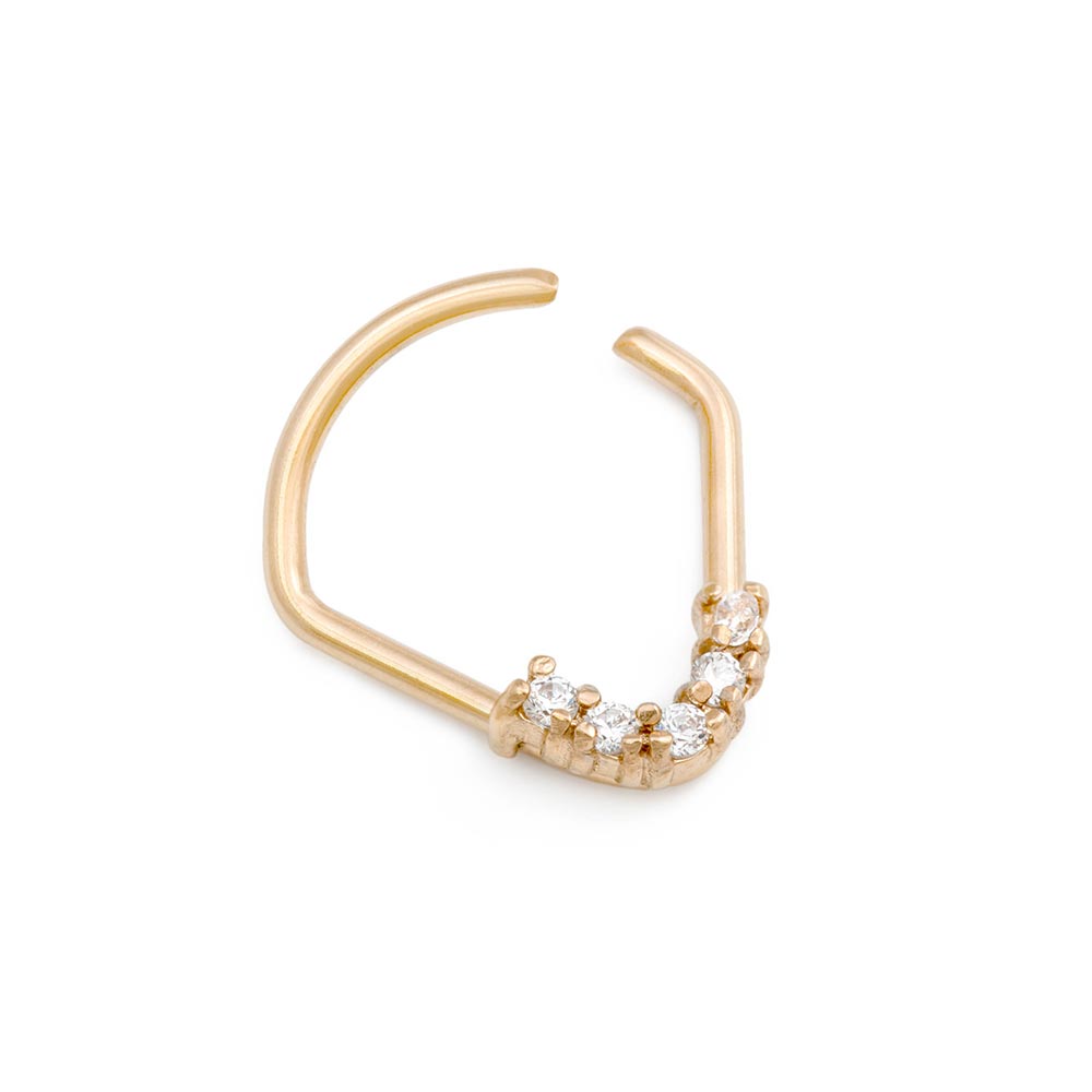 18g PVD Gold Crystalline Teardrop Bendable Ring