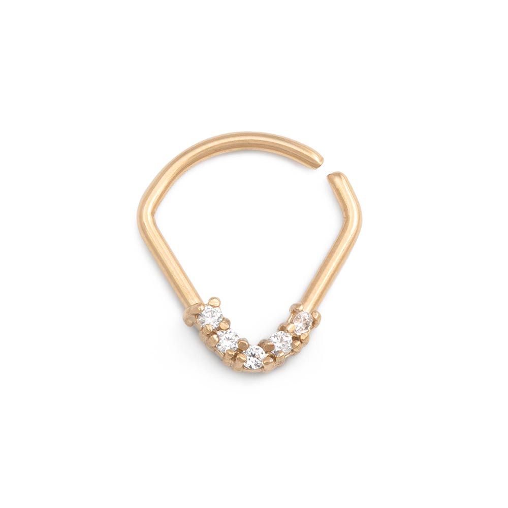18g PVD Gold Crystalline Teardrop Bendable Ring (Thumbnail)