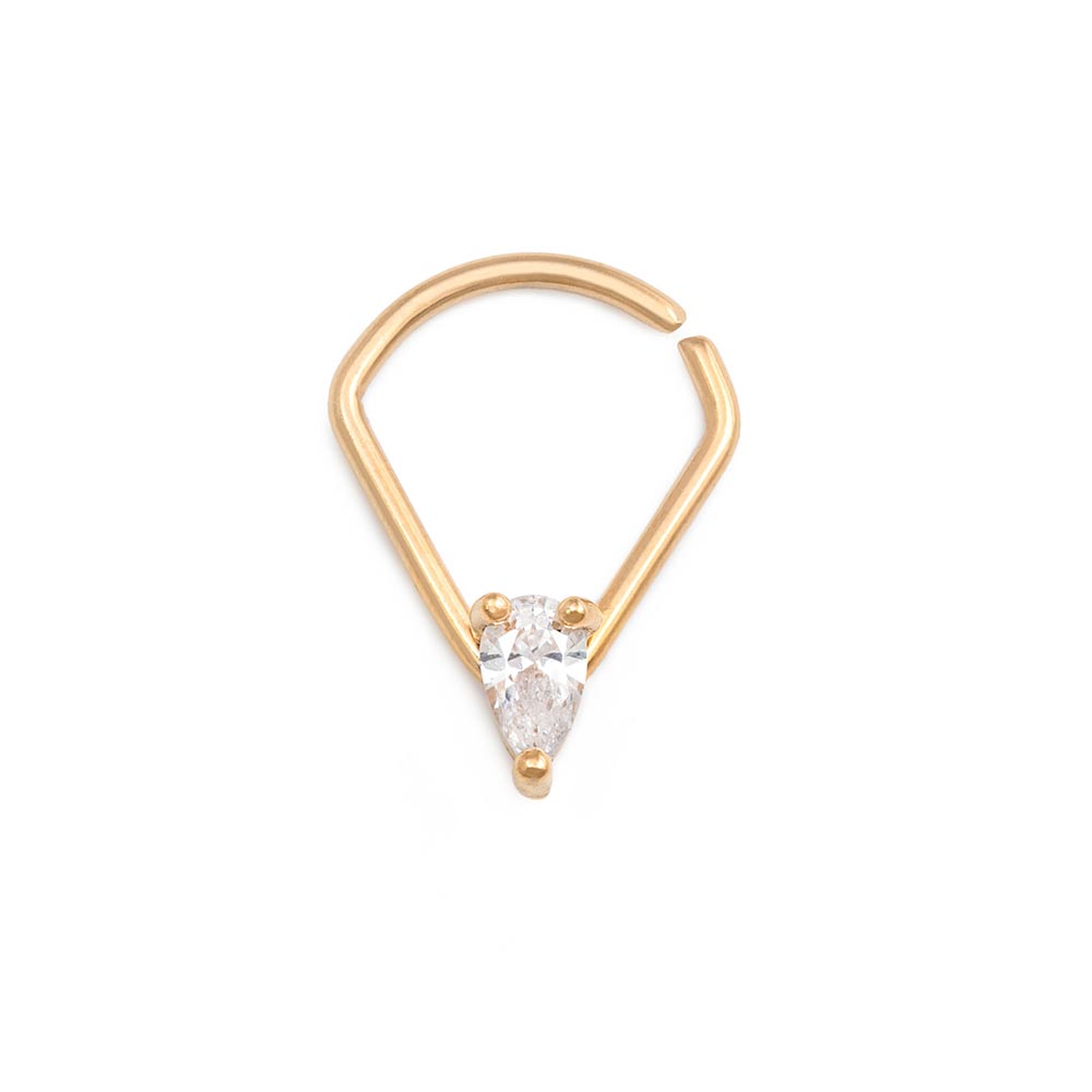 18g PVD Gold Teardrop Crystal Bendable Ring (Thumbnail)