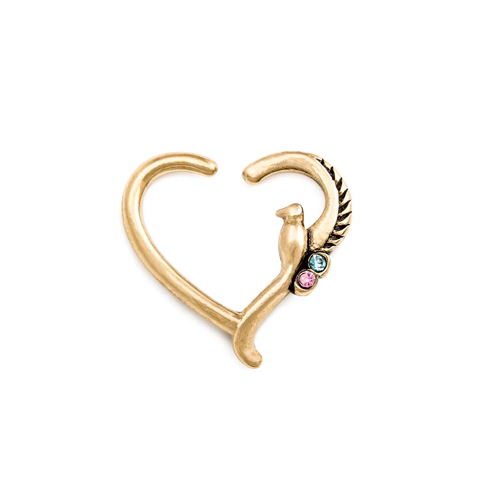 16g PVD Gold Kingly Dove Bendable Heart Ear Jewelry — Price Per 1