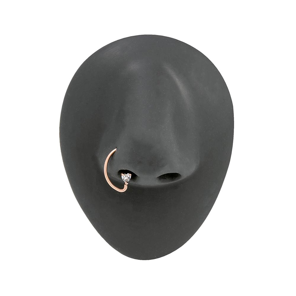 16g PVD Rose Gold Heart Crystal Bendable D-Ring