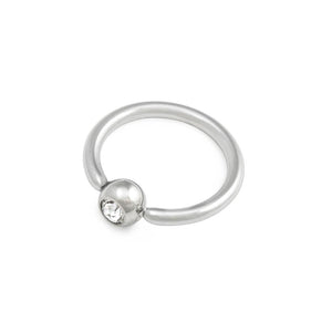 16g Downward Crystal Jewel Steel Fixed Bead Ring — Price Per 1 - Painful Pleasures
