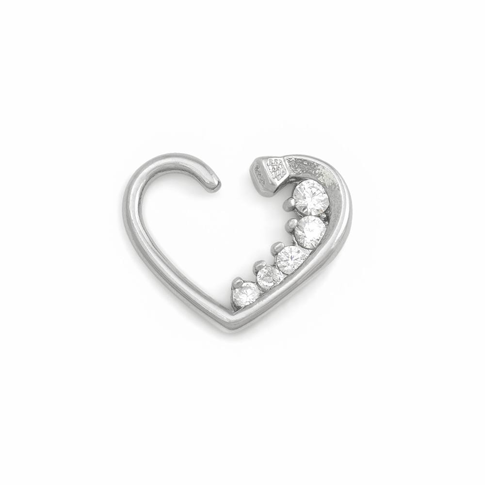 16g Descending Crystal Jewels Heart Ear Jewelry (Thumbnail)
