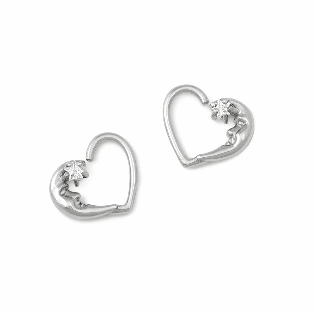16g Crystal Star Moon Bendable Heart Ear Jewelry — Price Per 2