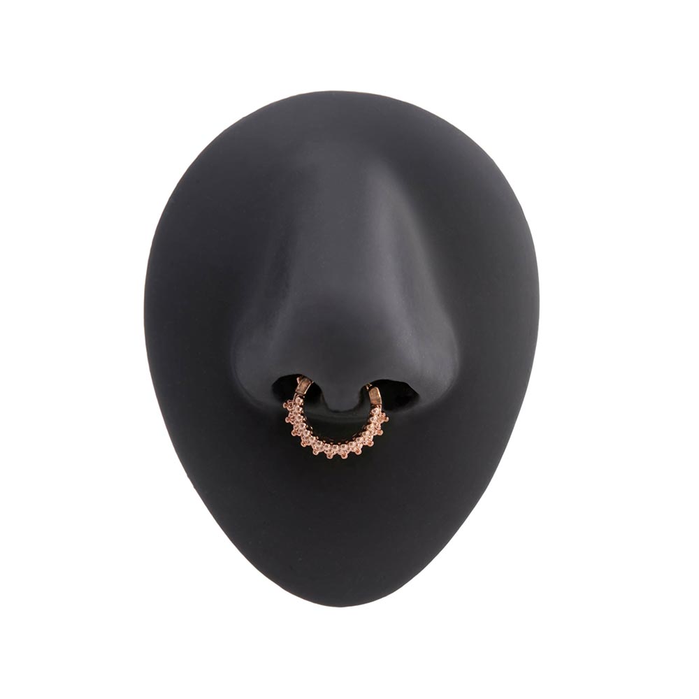 16g PVD Rose Gold Divine Royalty Septum Clicker on Silicone Nose Body Bit