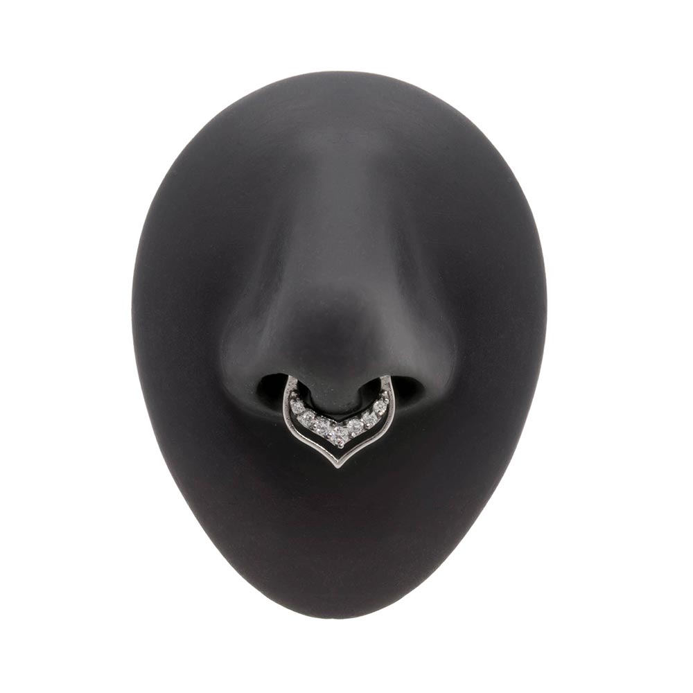 16g Crystal Lotus Petal Steel Septum Clicker on Silicone Nose Body Bit
