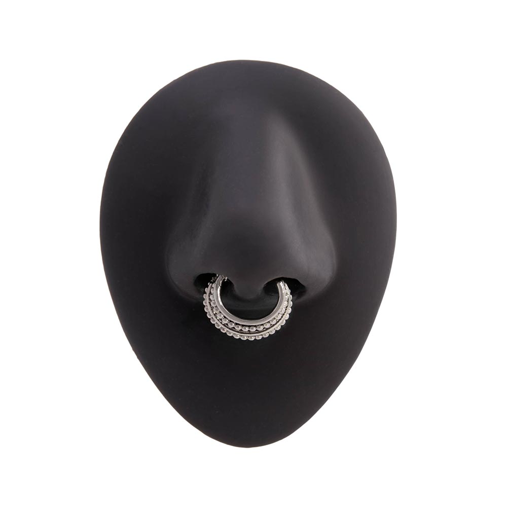 16g Rhodium Plated Opulence Septum Clicker on Silicone Nose Body Bit