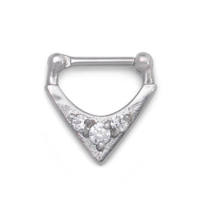 16g Crystal Triad V-Shaped Steel Septum Clicker - Painful Pleasures