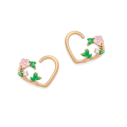 16g Floral Vine PVD Gold Bendable Heart Ear Jewelry — Price Per 2