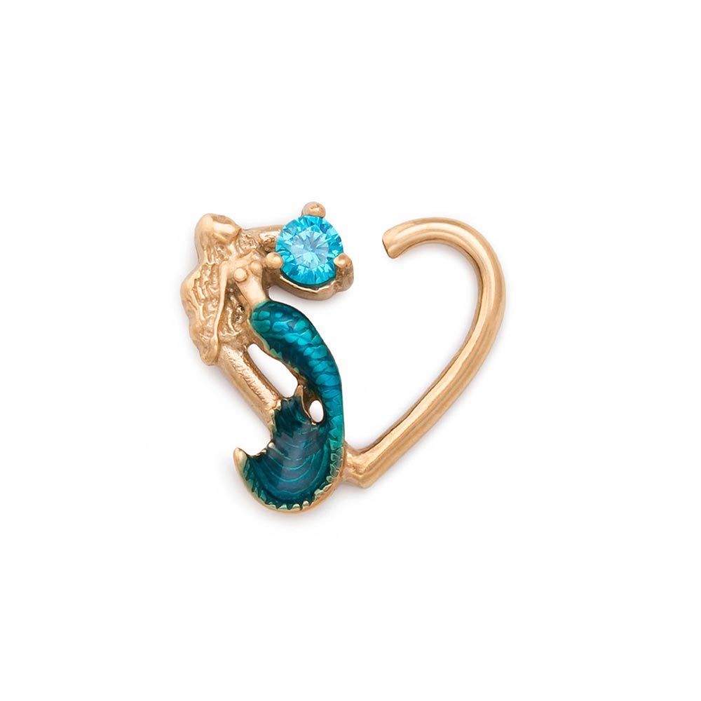 16g Siren’s Jewel PVD Gold Bendable Heart Ear Jewelry — Single Ring