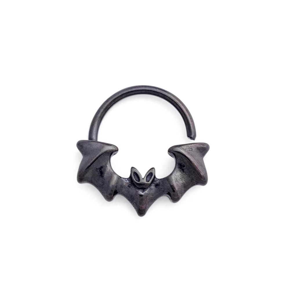 16g PVD Black Big Bat Bendable Steel Septum Ring