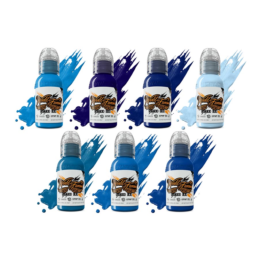 World Famous Blue Ink Set of 7 Bottles — Pick Size
