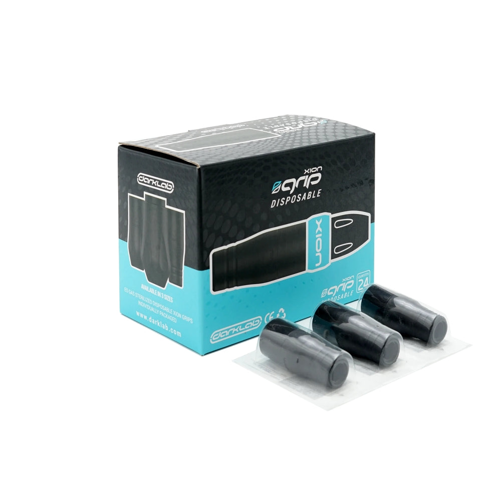 FK Irons Slim Xion 21mm Disposable Tattoo Grips — Black — Box of 24 - Painful Pleasures