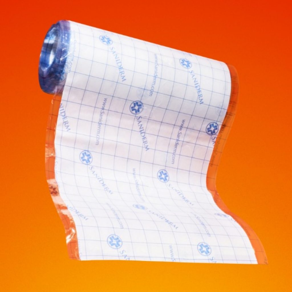 A roll of Saniderm, ready for use.