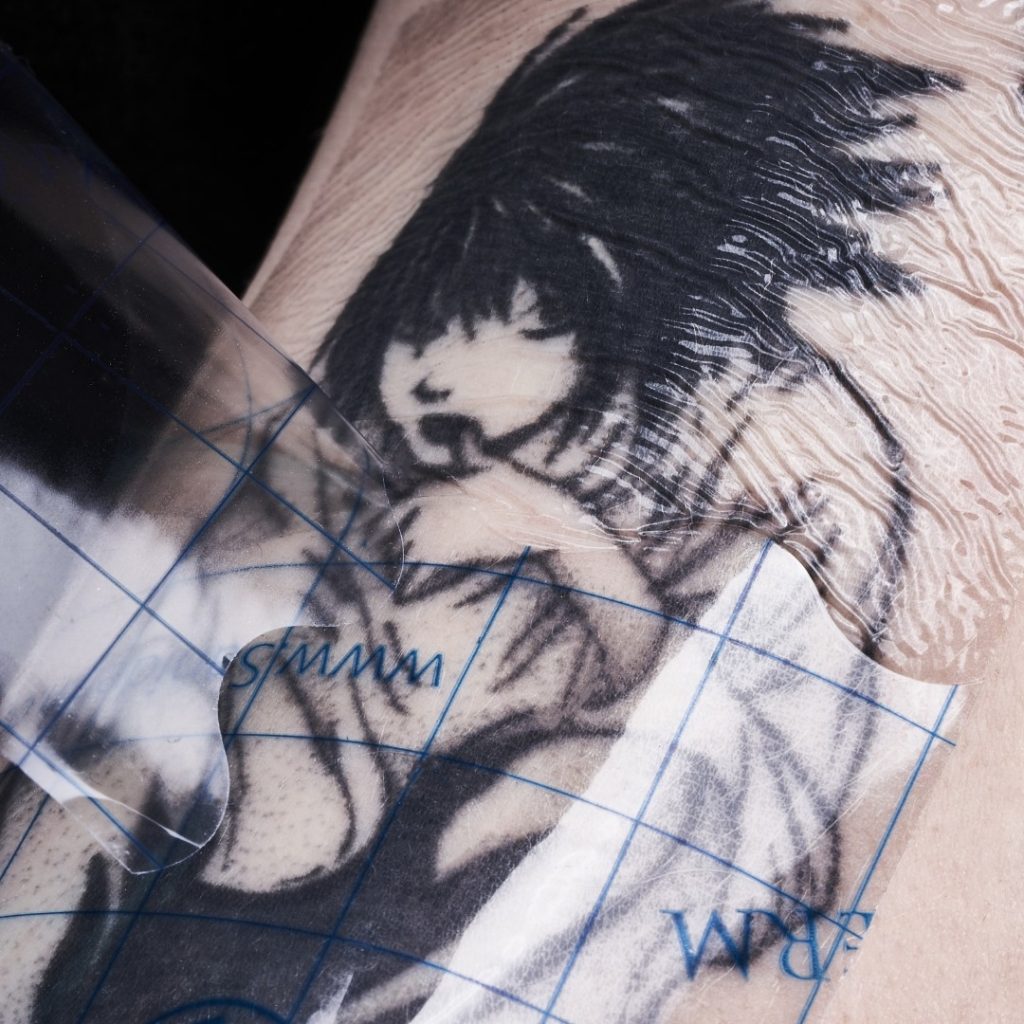 A Saniderm bandage application to a new tattoo