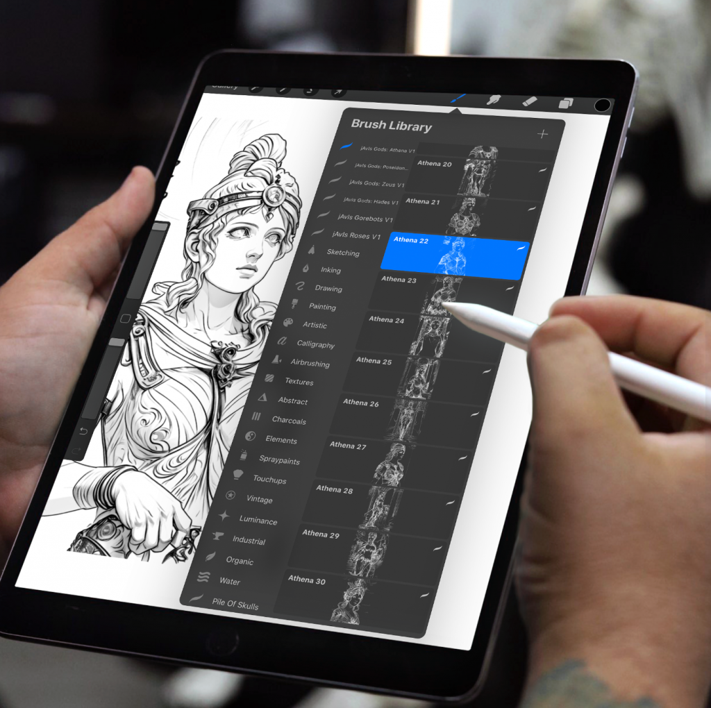 Javier using his iPad to create AI-generated images