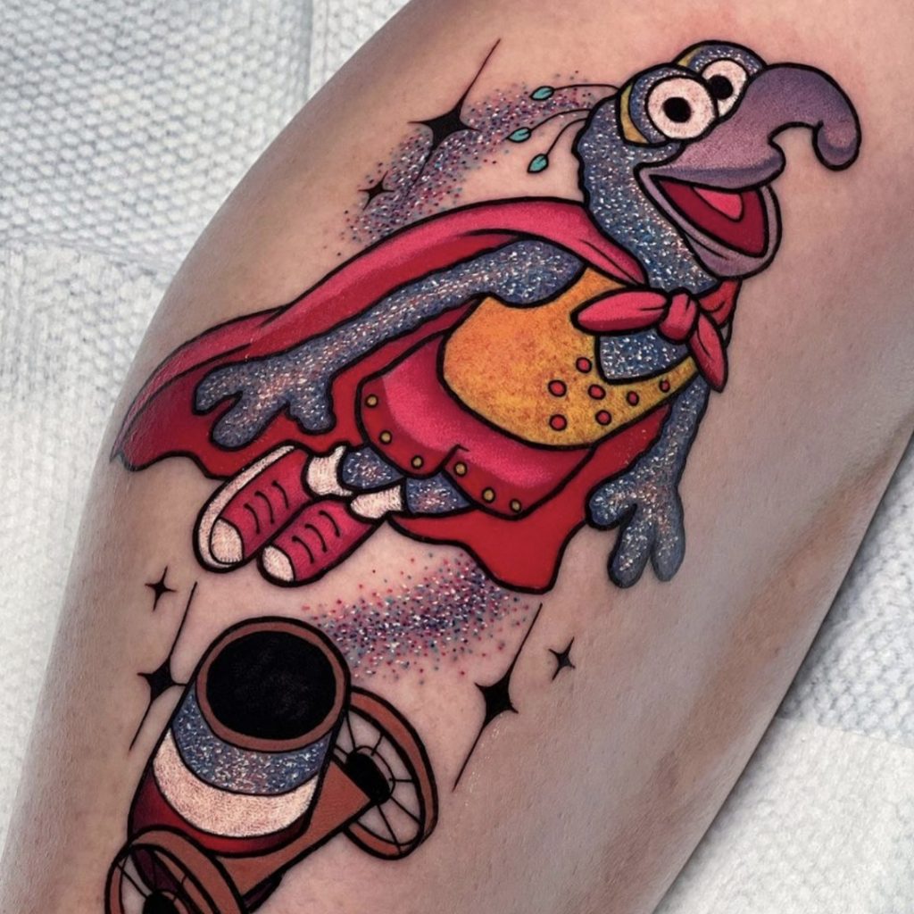 Glittery muppet tattoo by Amanda Graves