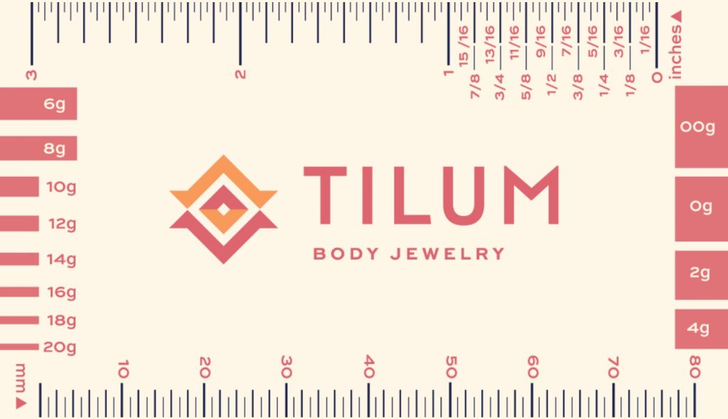 Tilum body jewelry measurement chart graphic