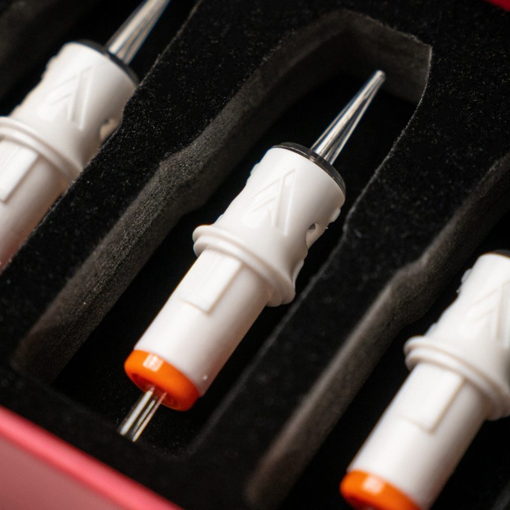 Close-up of PMU needle cartridges