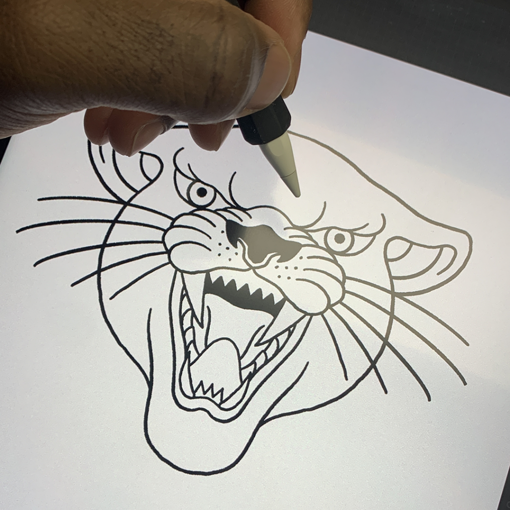 Tattoo stencil on stencil paper