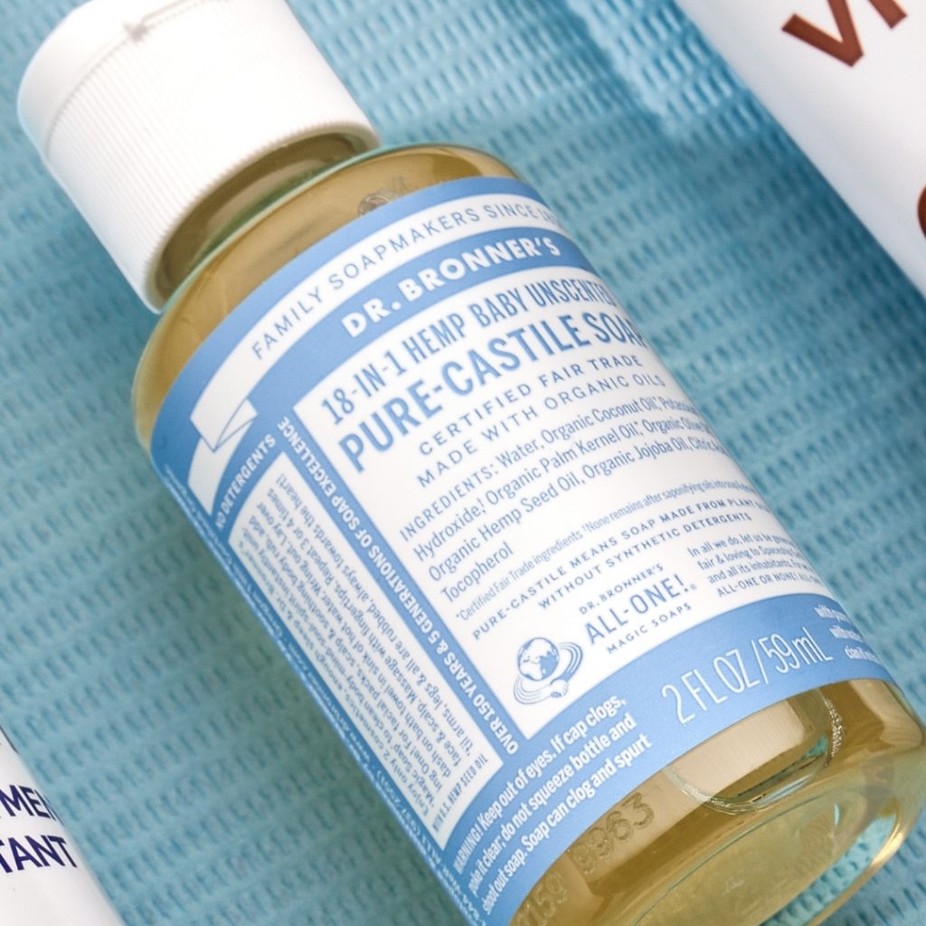 Dr. Bronner's Soap on a medical tray