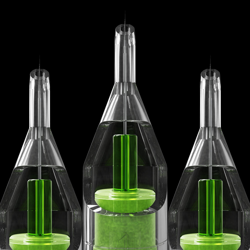 Three Stellar needle cartridges with round liner configurations