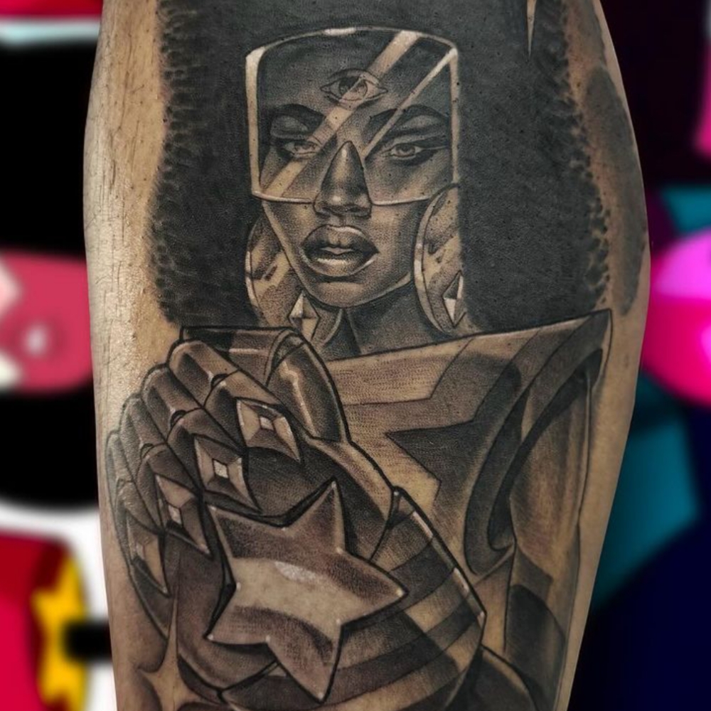 Black and grey Black Americana tattoo by Oba Jackson