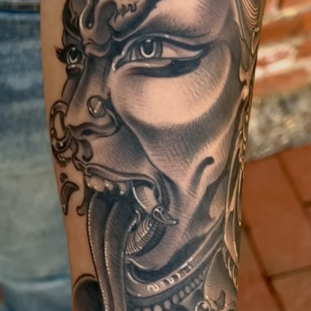 Black and gray Black Americana tattoo by Oba Jackson