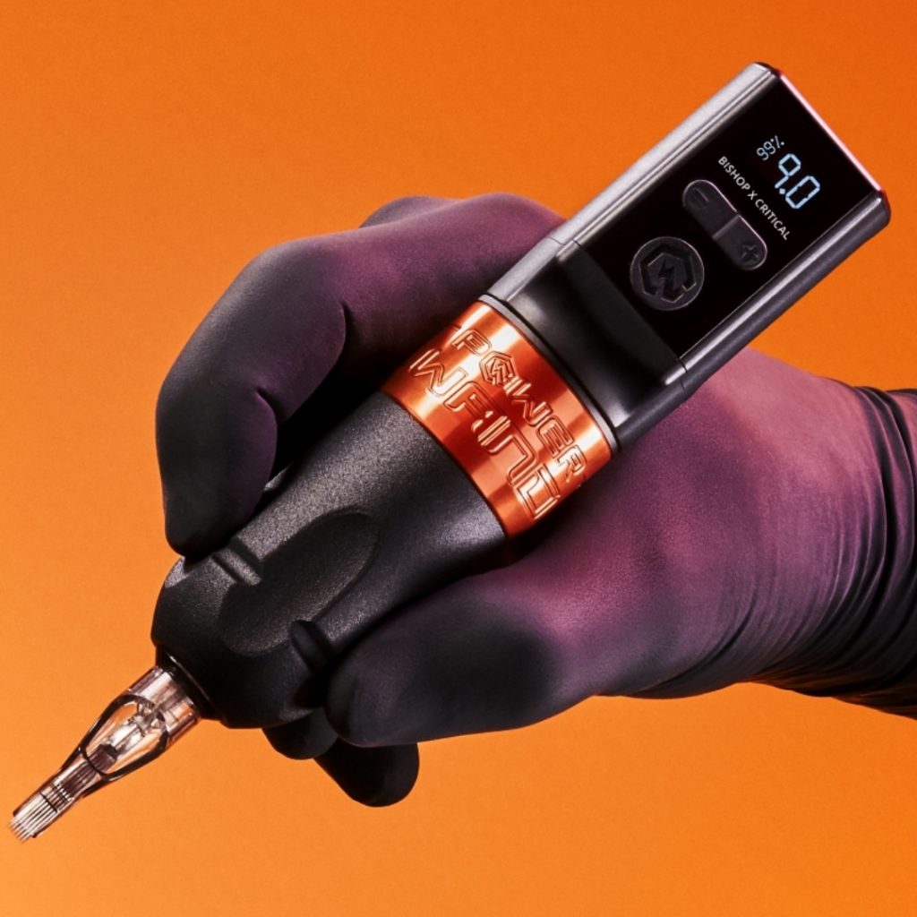 Close-up of the Bishop Power Wand tattoo machine