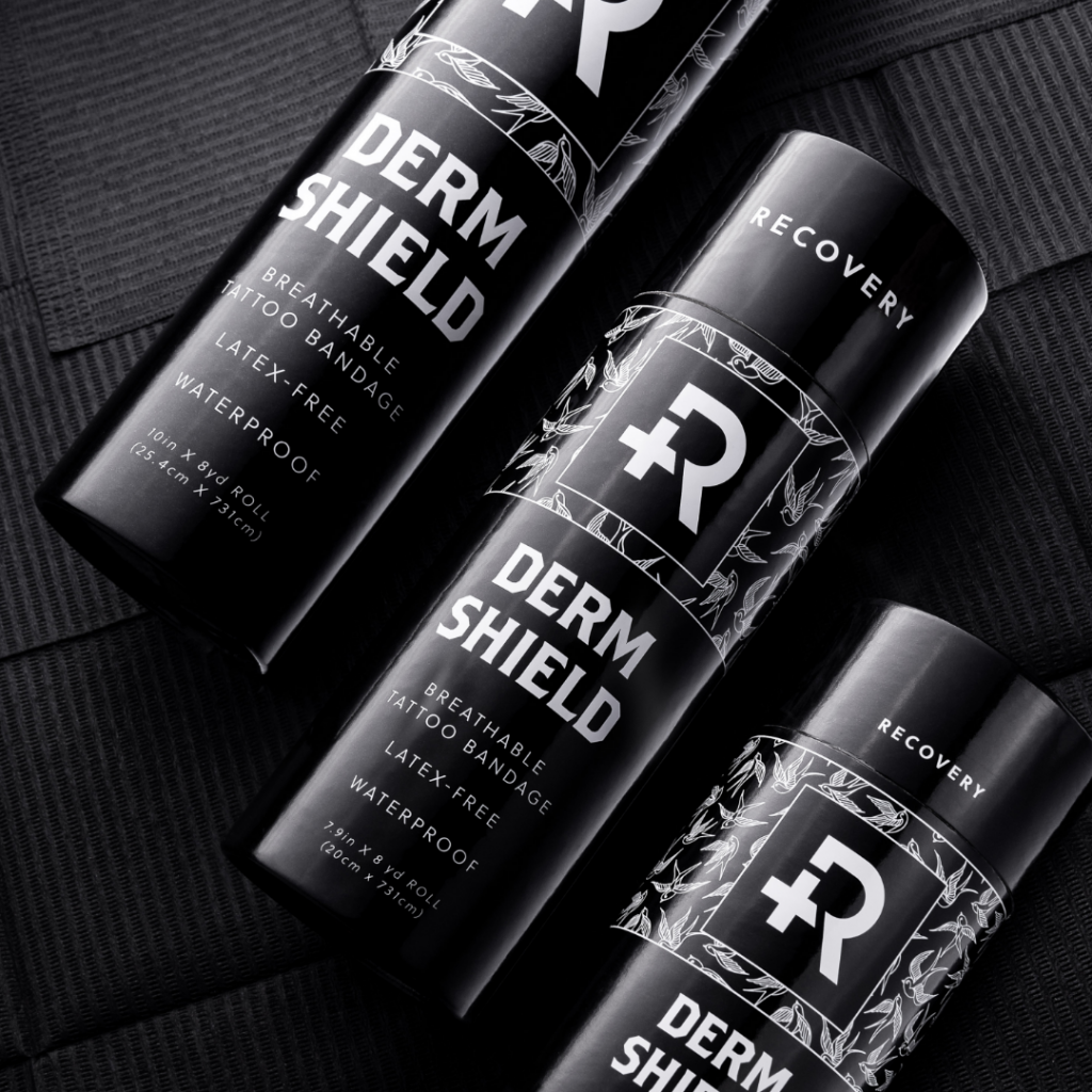 Recovery Derm Shield tattoo bandage tubes.
