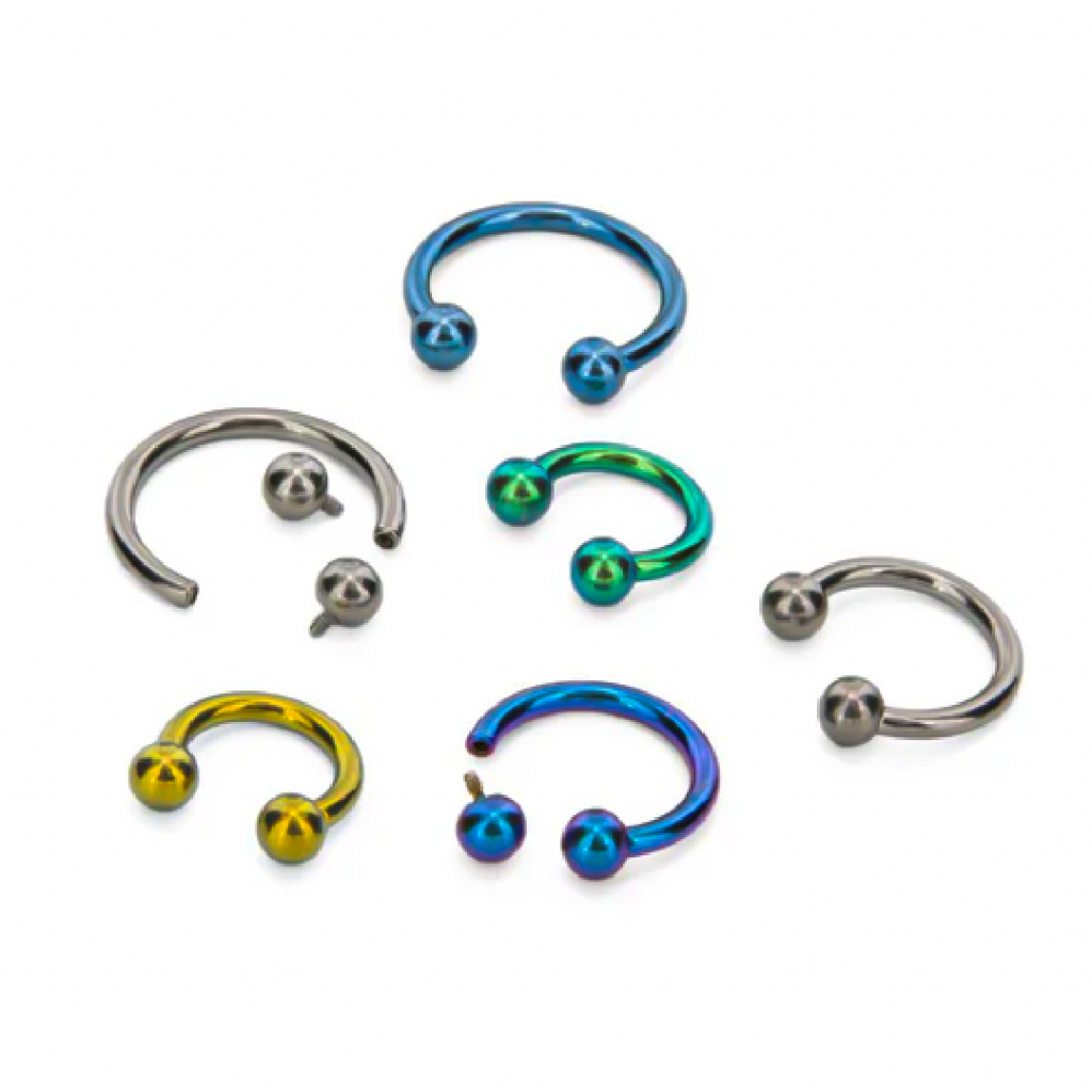 Various sizes of septum piercing jewelry.