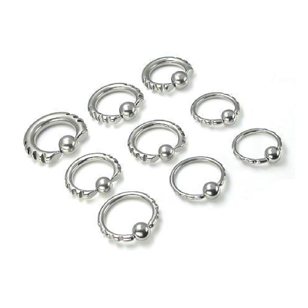 Various septum piercing jewelry designs.