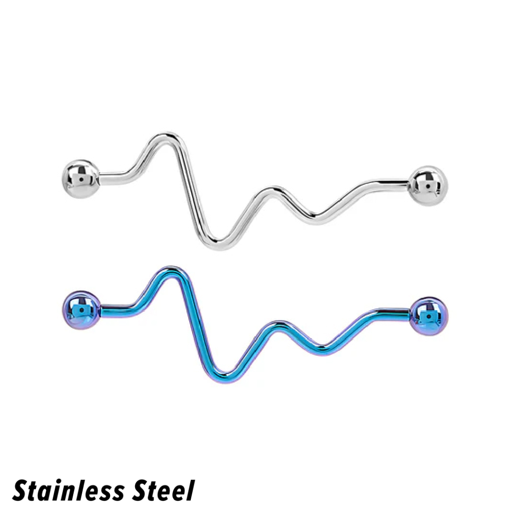 Stainless steel barbell jewelry.